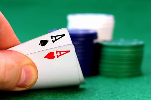 Aces and poker chips