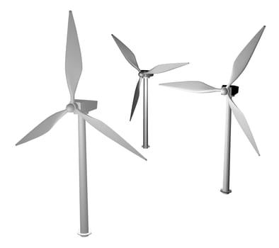 3d render of wind turbines modelled by me.
