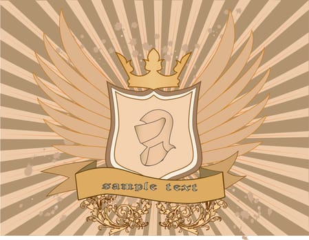 Coat of arms with crown - vector