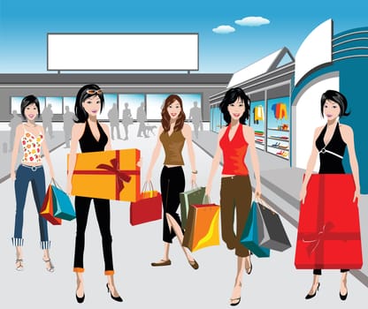 detailed illustration of shopping