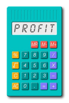 illustration of calculator  display reads:  ‘PROFIT’