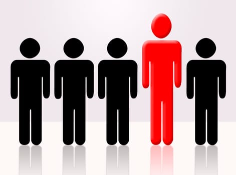 A leader man represented by the red figure