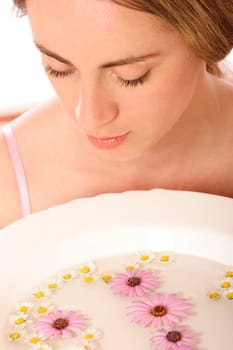 Stock photo of a young woman, beauty concept, facial wash