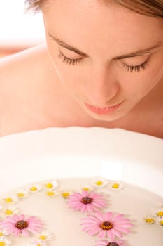 Stock photo of a young woman, beauty concept, facial wash
