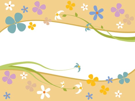 Illustration of different colored and sized spring flowers