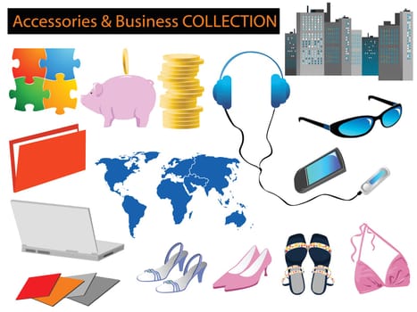 illustration of business and daily life accessories