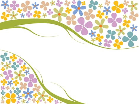 Illustration of different colored and sized spring flowers
