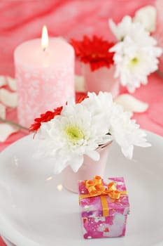 Romantic table setting for Valentine, birthday or other event