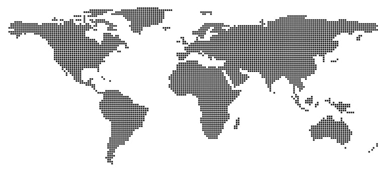 World map of small squares