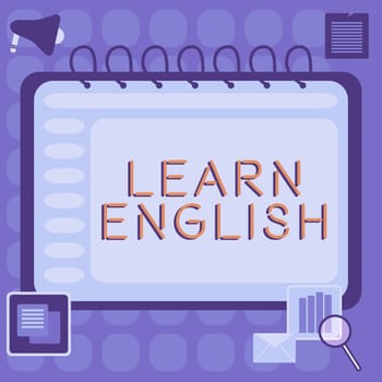 Conceptual caption Learn English, Internet Concept Universal Language Easy Communication and Understand