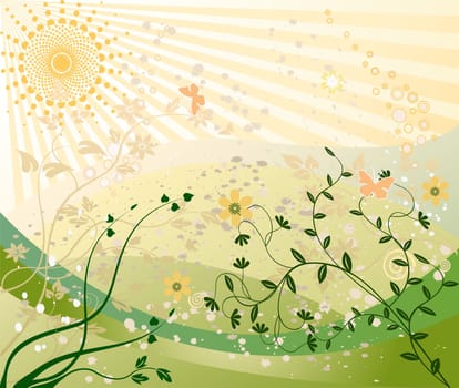 Abstract art design floral background - vector illustration