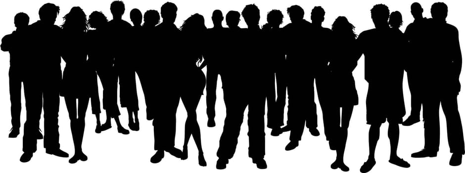Silhouette of a huge group of people