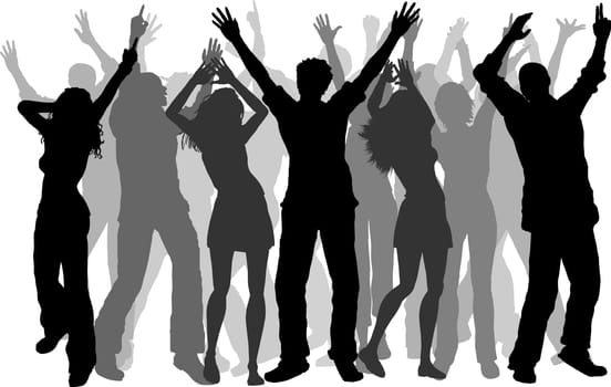 Silhouettes of people dancing