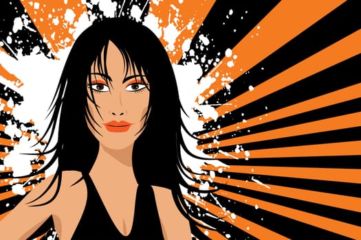 Stylised illustration of a females face on grunge background