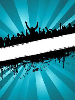 Silhouettes of people dancing on grunge background