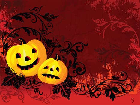 halloween images on red floral background