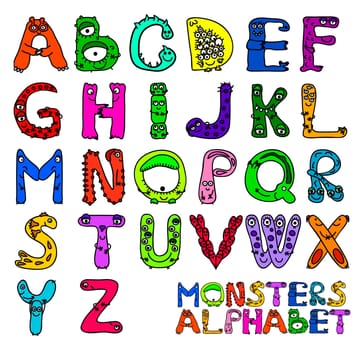 English alphabet letters as monsters