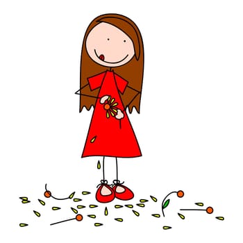 Girl plucking the petals of a flower one by one