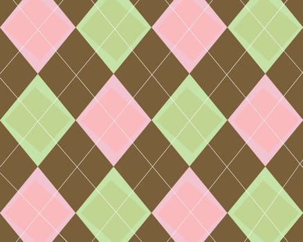 Funky green, pink and brown argyle background