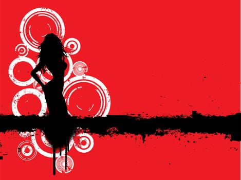 Silhouette of a sexy female on grunge background