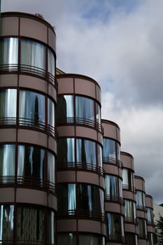 Cylindrical building facade in St.Hanshaugen, Oslo, Norway