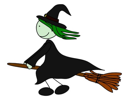 Witch flying on a broom