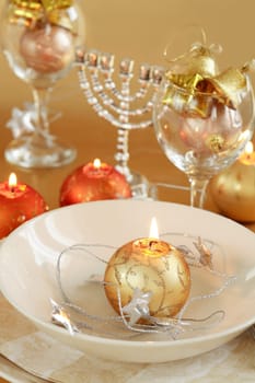 Festive table setting for Christmas