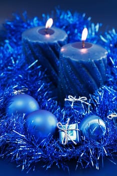 Christmas decoration in blue tone