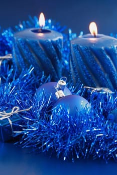 Christmas decoration in blue tone