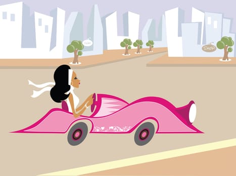 Mss Boo driving in the city