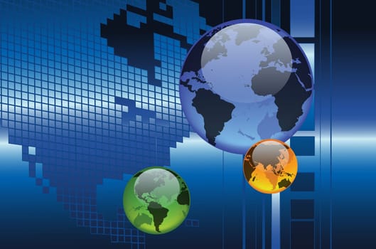This is a concept of four seasons globe with the world map as background.
