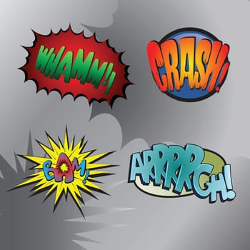 Comic fighting bubbles of super heroes