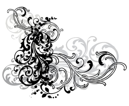 abstract grungy swirls on white  background