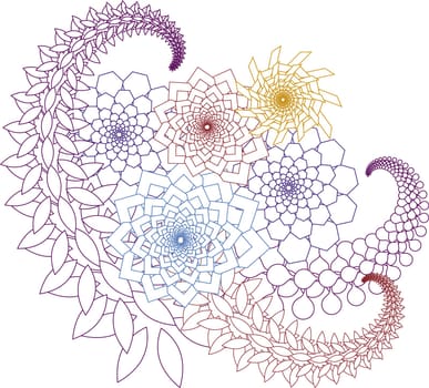 abstract geometric floral design on white background