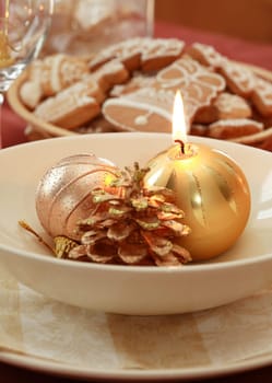 Festive table setting for Christmas