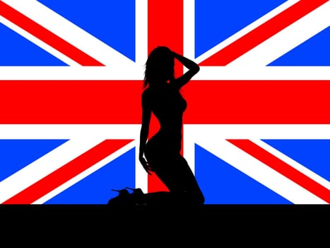 Sexy female on Union Jack flag background