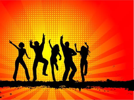 Silhouettes of people dancing