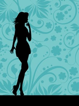 Sexy female on floral background