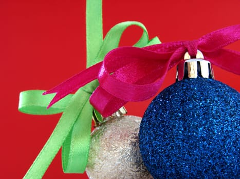 still life with colorful christmas decorations