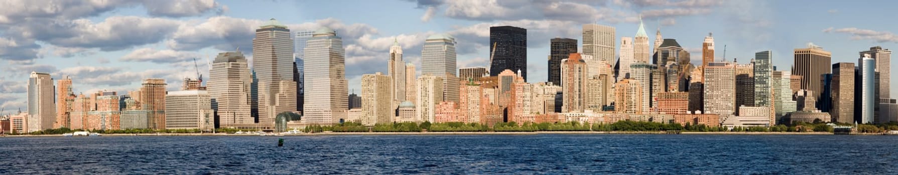 A panorama of lower Manhattan and the Hudson River