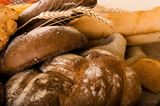 baked bread in the pile