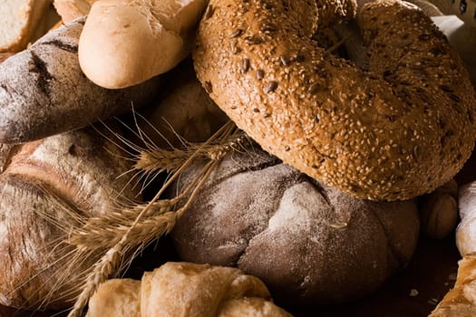 baked bread in the pile