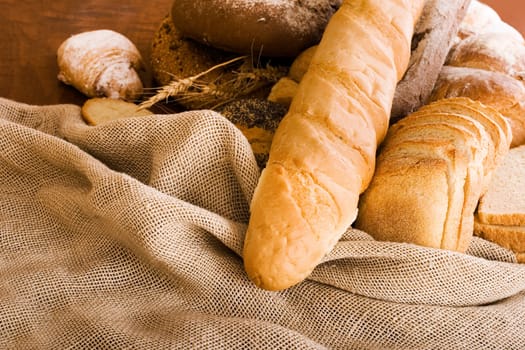 baked bread in the pile