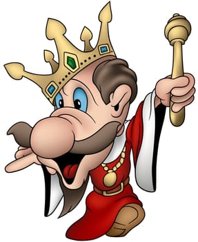 Absent minded king - Highly detailed and coloured cartoon vector illustration
