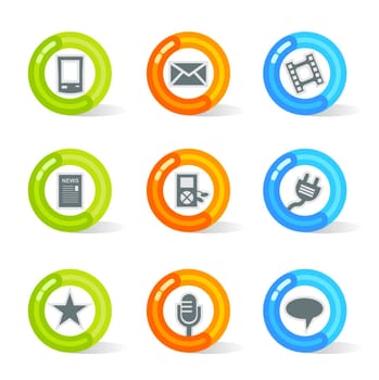 Stylish colorful gel Icons with device symbols  easy edit layered files.