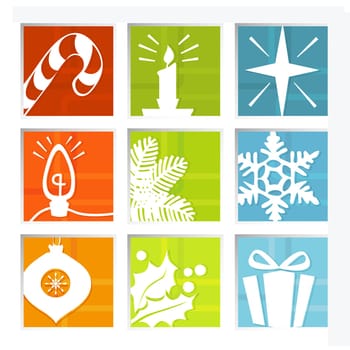 Stylish Christmas icons with a retro flavor  Easy-edit layered vector art. All elements whole so you can move them around.