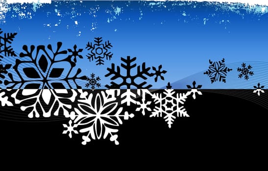 Stylized Grunge Abstract Snowflakes. Flexible, easy-edit file