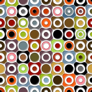 Seamless Retro-stylized Shapes. Tileable, seamless easy-edit layered vector file.