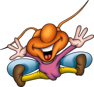 Beetle 11 - High detailed and coloured cartoon illustration - very happy bug