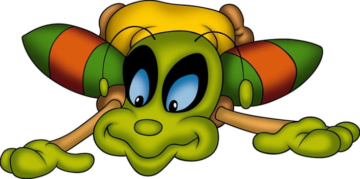Beetle 36 - High detailed and coloured cartoon illustration - Laying smiling bug